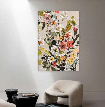Abstrakte blühende Blume von Spachtel Wanddekor Textur Ölgemälde